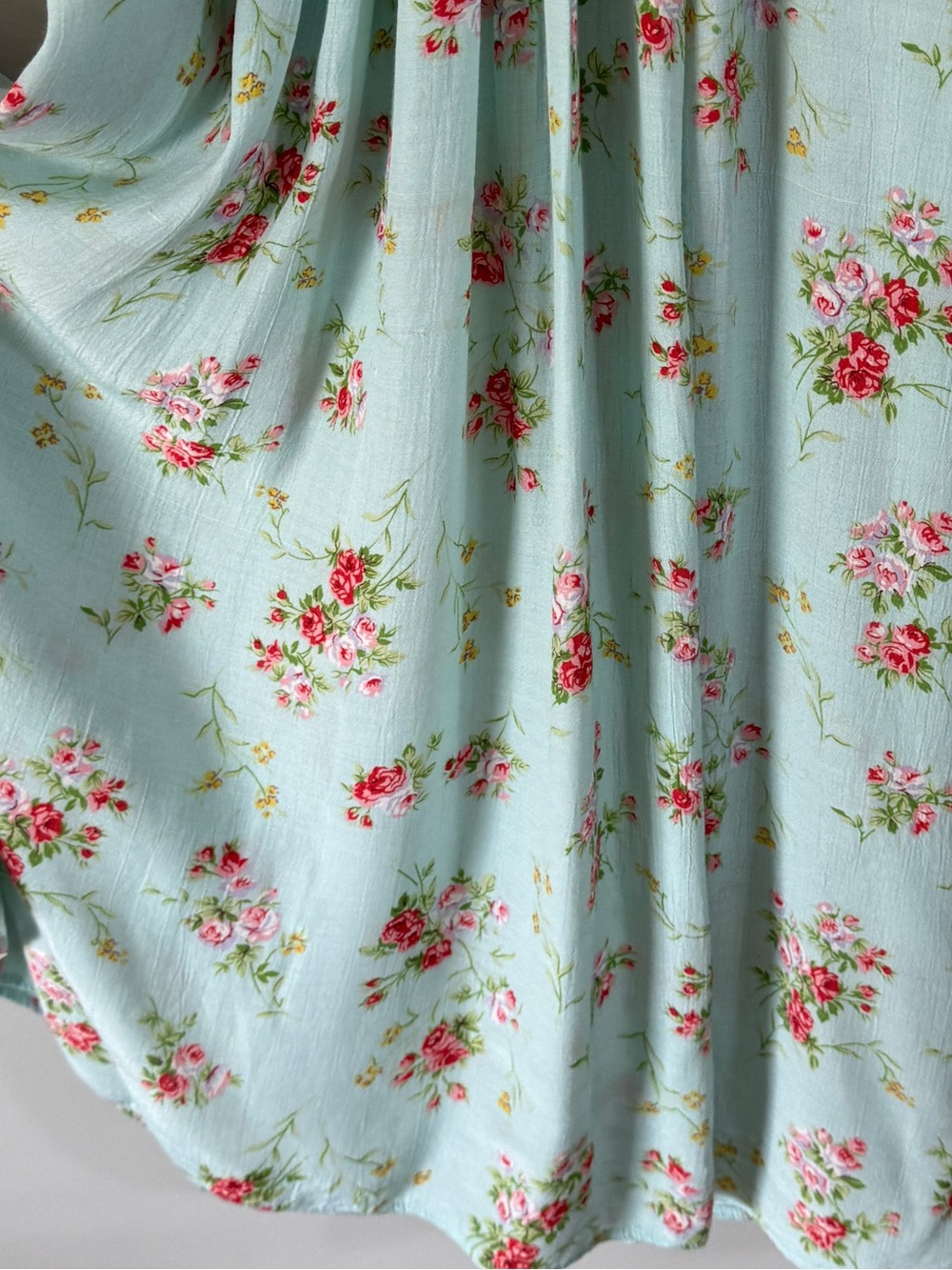 Vintage 90s SMW Style My Way seafoam blue Floral Dress Small Rayon Cottagecore - Picture 10 of 14